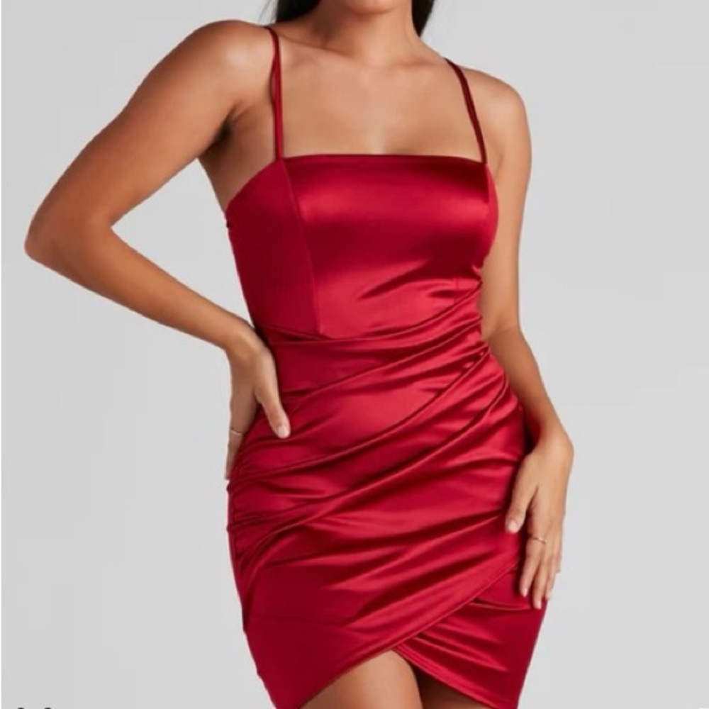 Windsor Wrapped In Stylish Satin Mini Dress